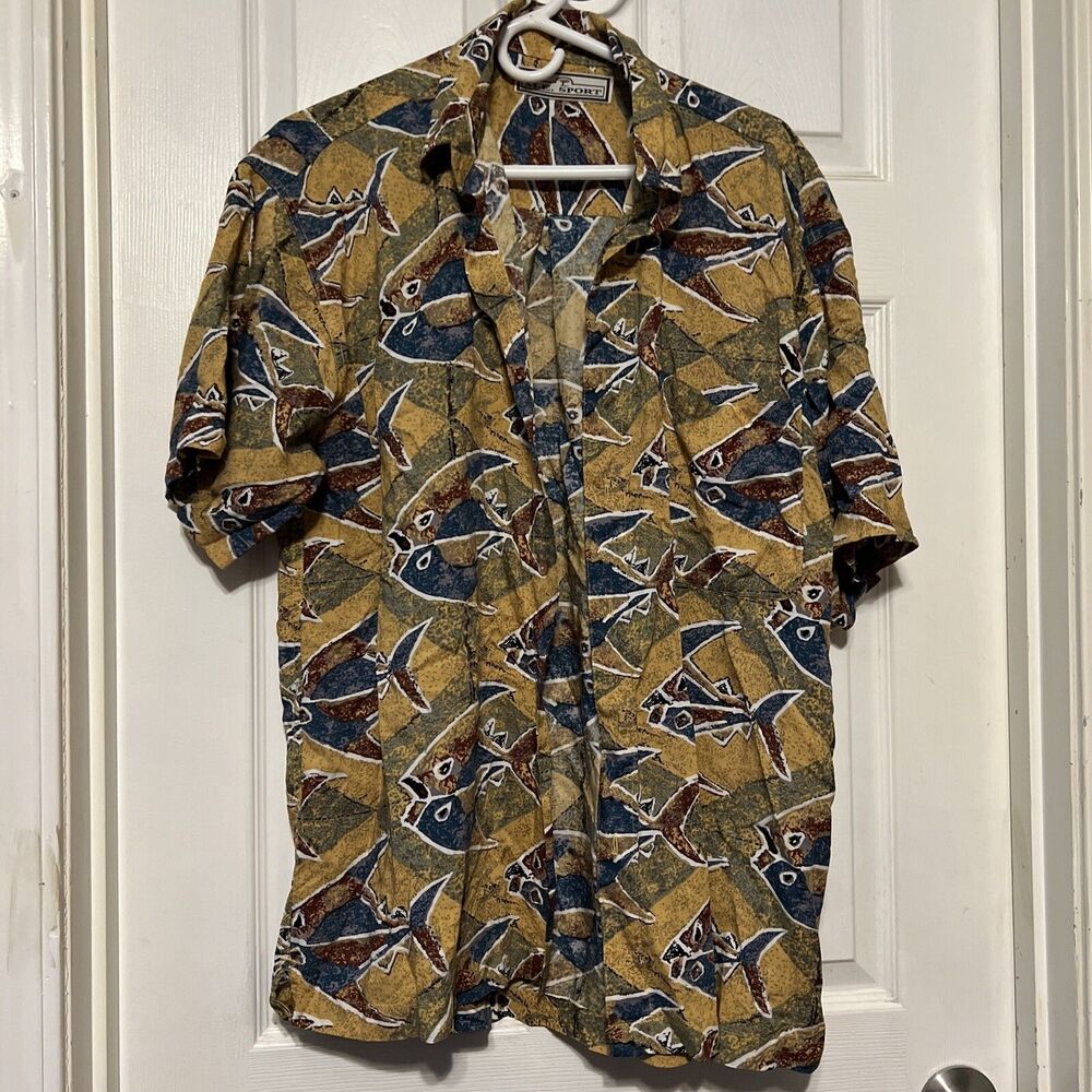 M.E Sport Hawaiian Shirt Mens L Floral Casual Summer short sleeve buttons pocket